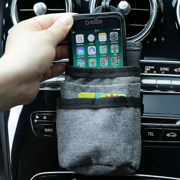 Vehicle Air Outlet Storage Bag Multi-function Document Change Storage Bag(Grey)
