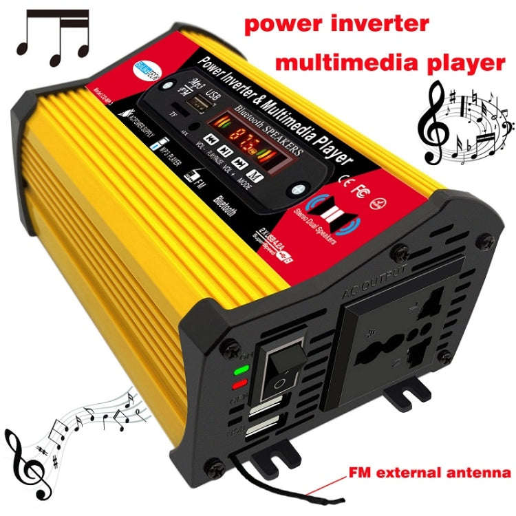 SOLIKE TECH 300W Modified Sine Wave Inverter with Bluetooth MP3/FM Multimedia Player 12V to 220V