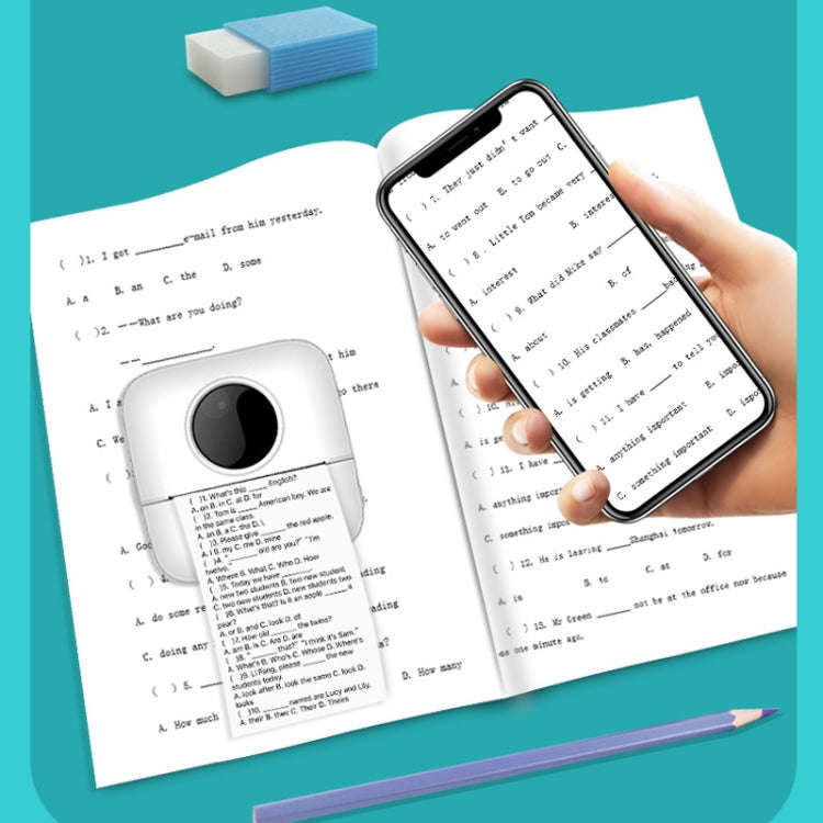Mini Student Wrong Question Bluetooth Thermal Printer With 3 Rolls Color Paper(Pink)