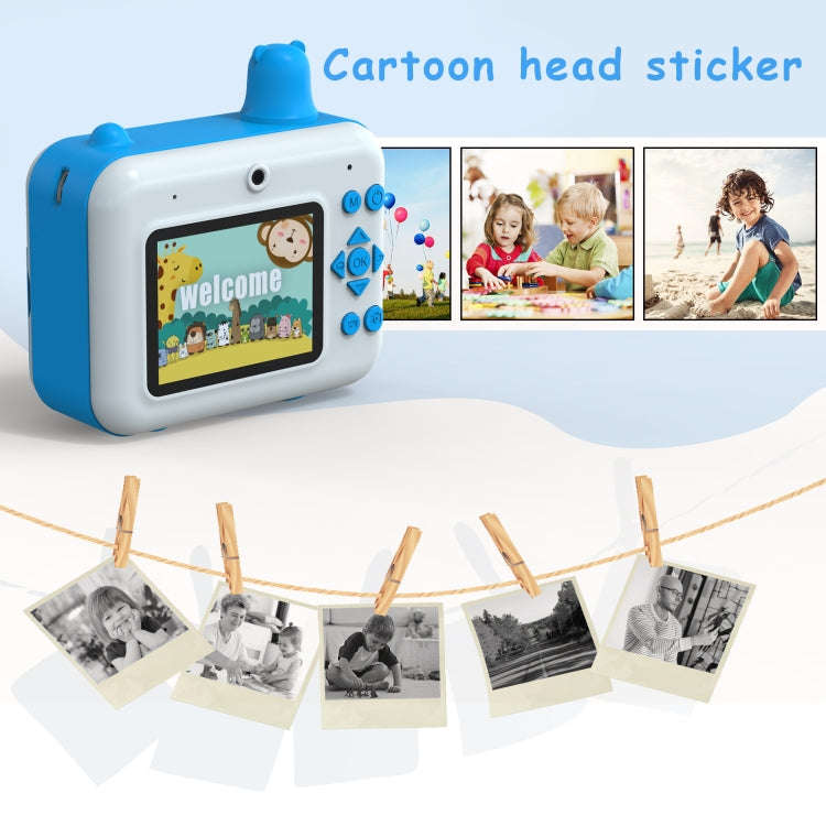 IPS 2.36 inch LED HD Display 1080P Childrens Camera Thermal Printing Instant Camera(Sky Blue)