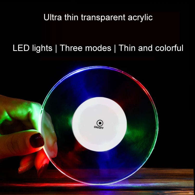 100x10mm Octagonal USB Charging LED Light Up Acrylic Coaster Transparent Crystal Base(White Light)