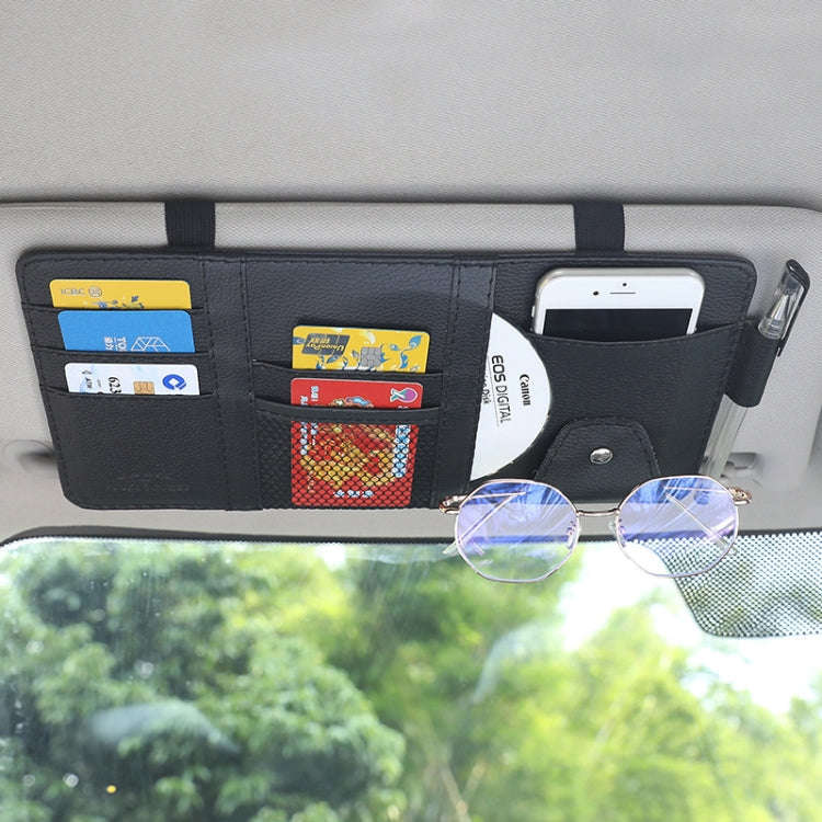Car Sun Visor Decorative Storage Bill Glasses Holder, Color: Black No Zipper