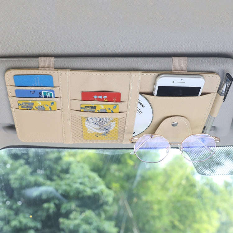 Car Sun Visor Decorative Storage Bill Glasses Holder, Color: Beige No Zipper