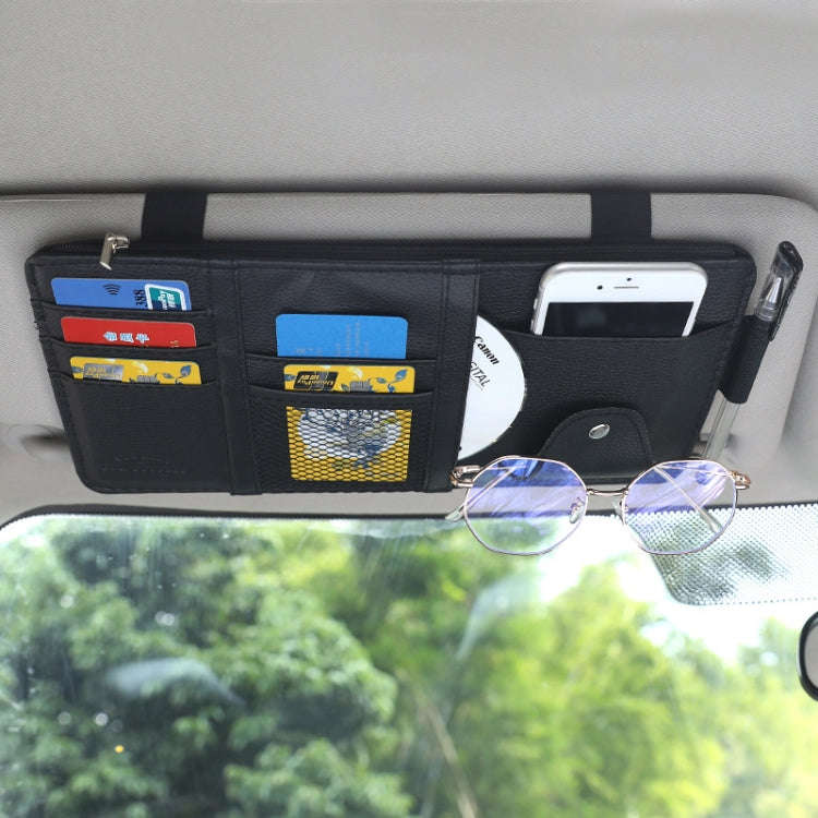Car Sun Visor Decorative Storage Bill Glasses Holder, Color: Black With Zipper
