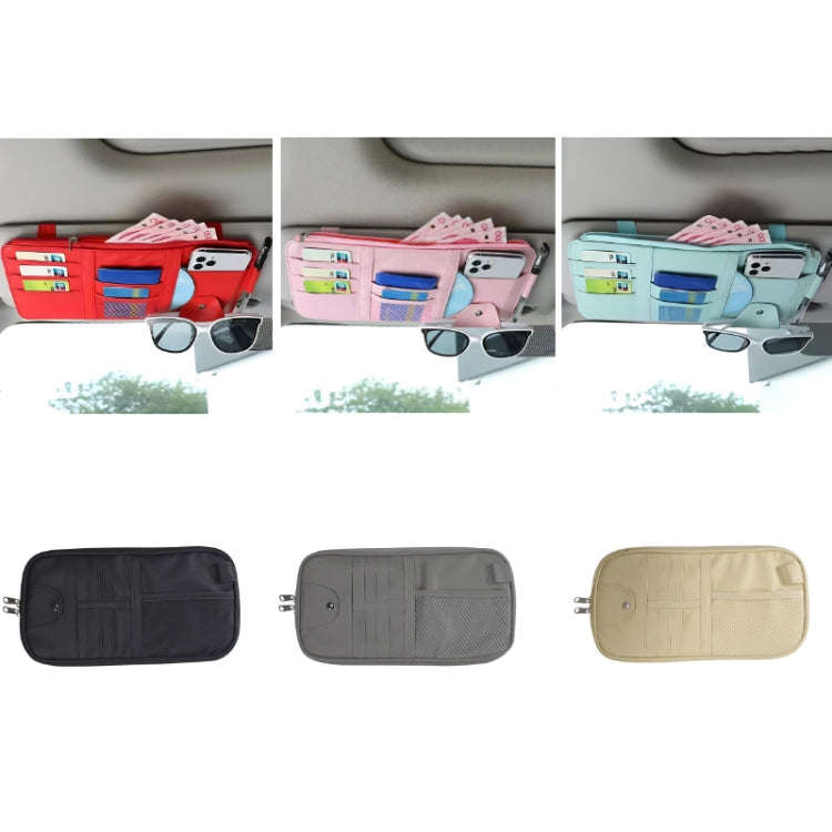Car Sun Visor Decorative Storage Bill Glasses Holder, Color: Red With Zipper