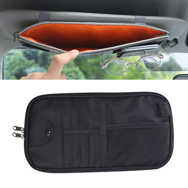 Car Sun Visor Decorative Storage Bill Glasses Holder, Color: Black With 2 Zipper