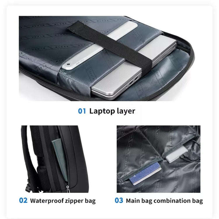 Business Large Capacity Travel Bag Multifunctional Waterproof Laptop Backpack With USB Port(Blue)