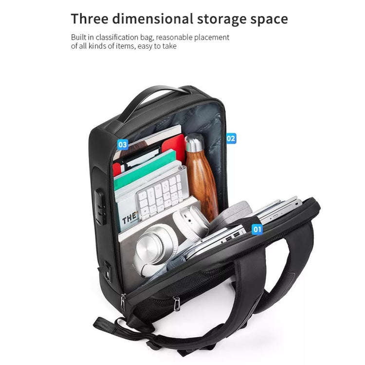 Business Large Capacity Travel Bag Multifunctional Waterproof Laptop Backpack With USB Port(Blue)