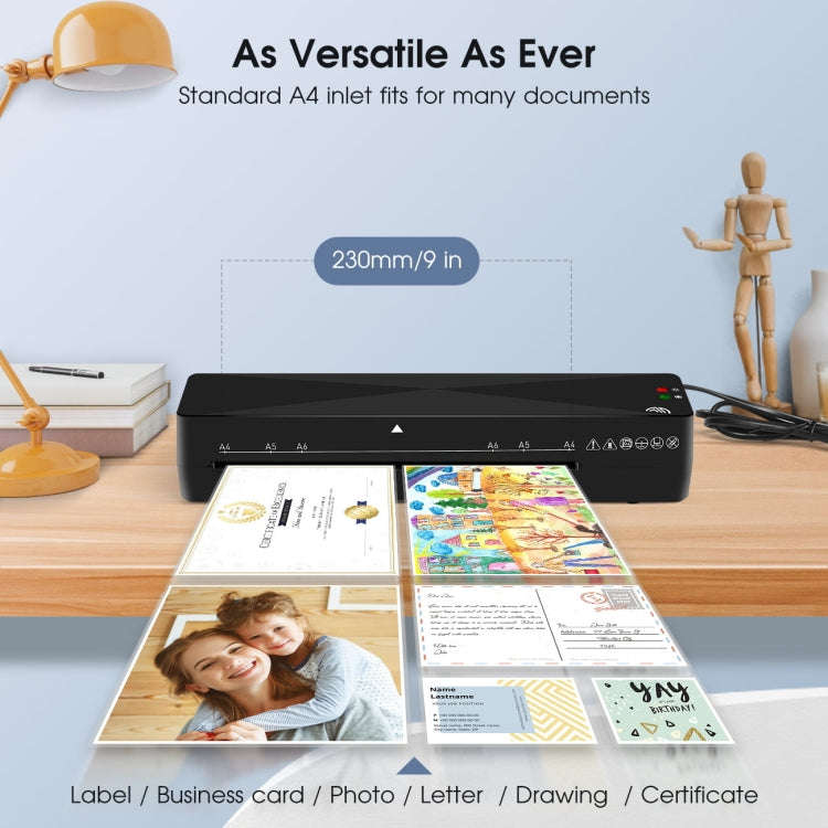 9 Inch A4 Hot Cold Laminator Machine Book Documents Laminator, Size: Only Machine(220V UK Plug)