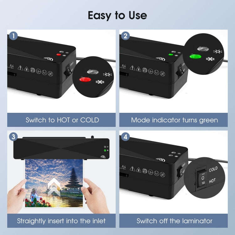 9 Inch A4 Hot Cold Laminator Machine Book Documents Laminator, Size: Only Machine(220V UK Plug)
