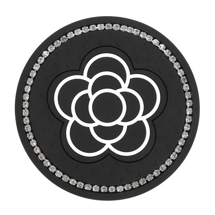 Car Water Cup Anti-skid Mat Door Slot Interior Modification Mat With diamond(Line Camellia)