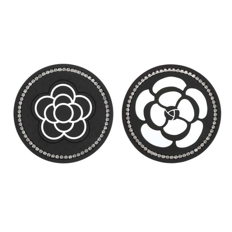 Car Water Cup Anti-skid Mat Door Slot Interior Modification Mat With diamond(Line Camellia)