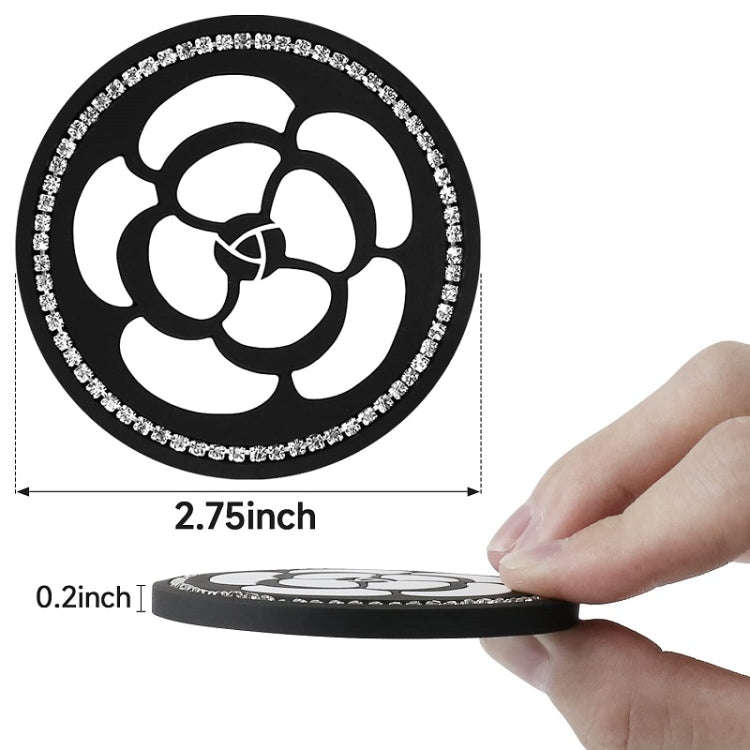 Car Water Cup Anti-skid Mat Door Slot Interior Modification Mat With diamond(Line Camellia)
