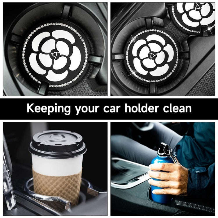 Car Water Cup Anti-skid Mat Door Slot Interior Modification Mat With diamond(Big Camellia)