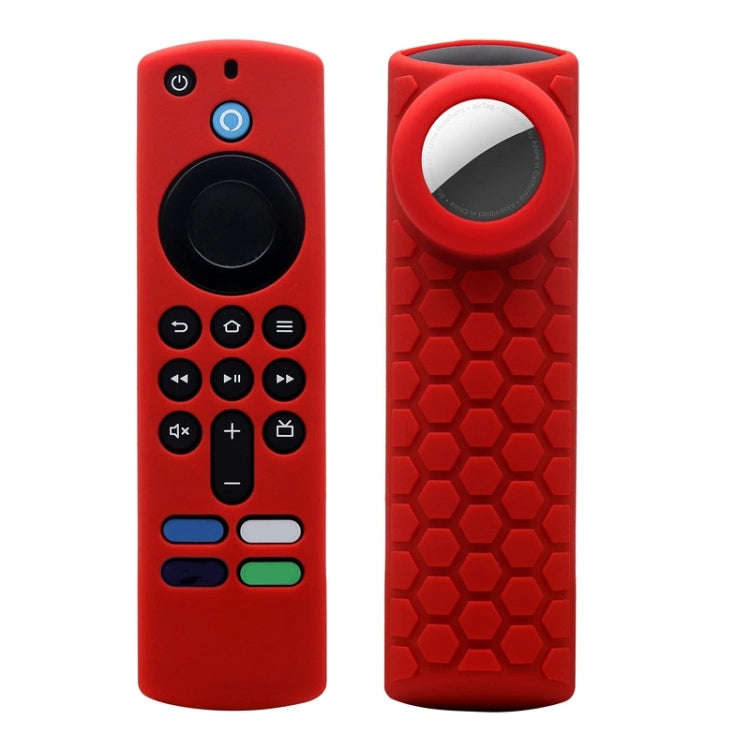 2pcs Remote Control Case For Amazon Fire TV Stick 2021 ALEXA 3rd Gen With Airtag Holder(Red)