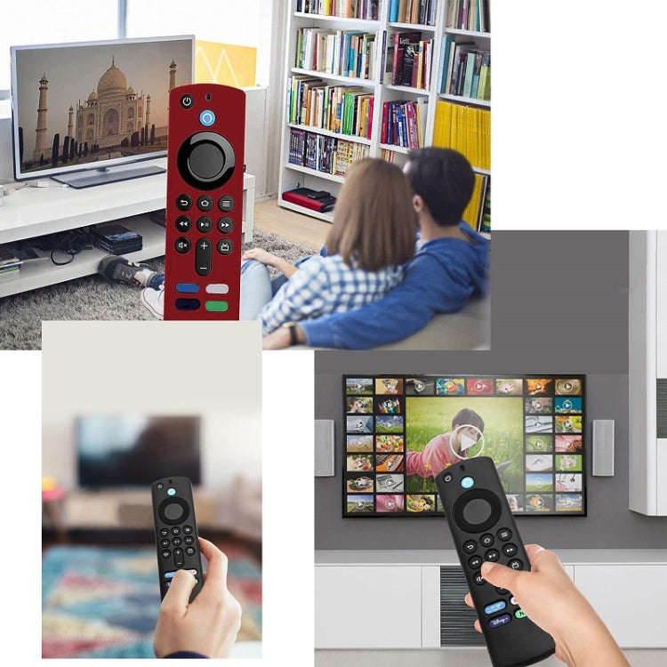 2pcs Remote Control Case For Amazon Fire TV Stick 2021 ALEXA 3rd Gen With Airtag Holder(Wine Red)