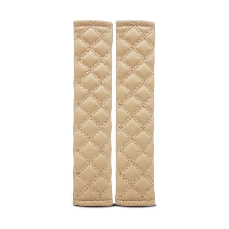 Rhombus Leather Seat Belt Shoulder Protector Pads, Color: Beige