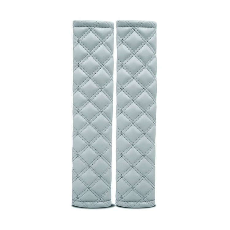 Rhombus Leather Seat Belt Shoulder Protector Pads, Color: Light Grey