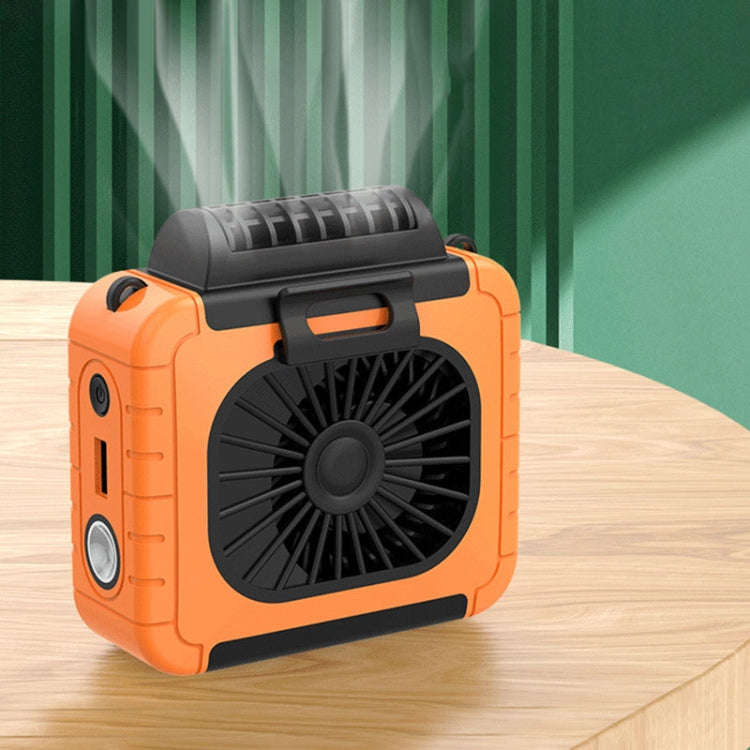 Outdoor Waist-Mounted Lighting Fan Multifunctional Bracket Hanging Neck Fan(Orange)