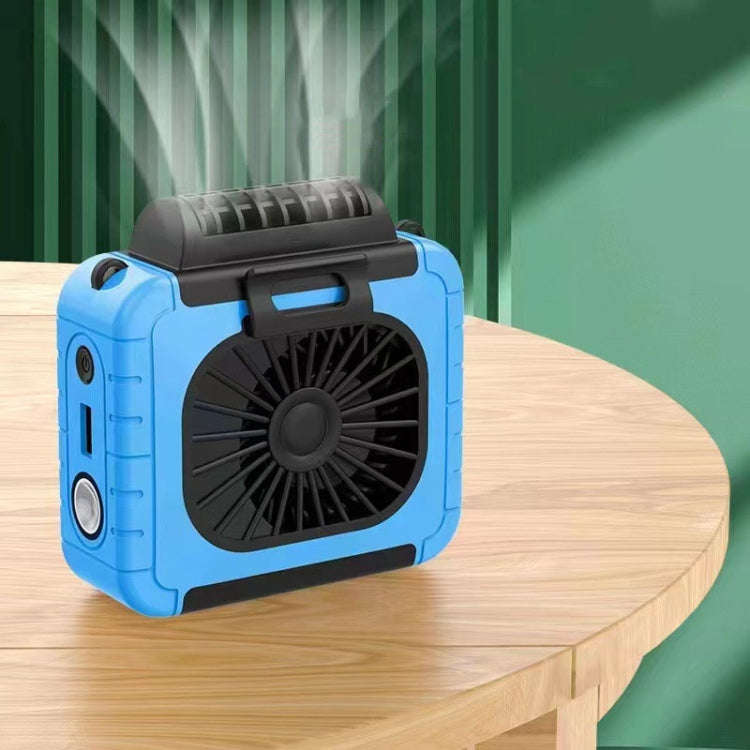 Outdoor Waist-Mounted Lighting Fan Multifunctional Bracket Hanging Neck Fan(Blue)
