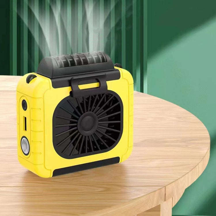 Outdoor Waist-Mounted Lighting Fan Multifunctional Bracket Hanging Neck Fan(Yellow)