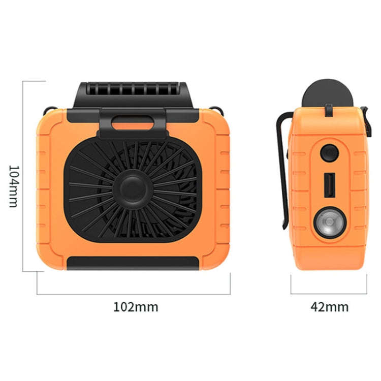 Outdoor Waist-Mounted Lighting Fan Multifunctional Bracket Hanging Neck Fan(Apricot)