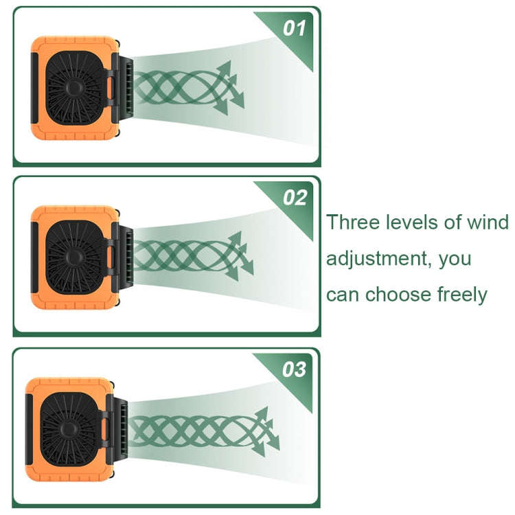 Outdoor Waist-Mounted Lighting Fan Multifunctional Bracket Hanging Neck Fan(Orange)