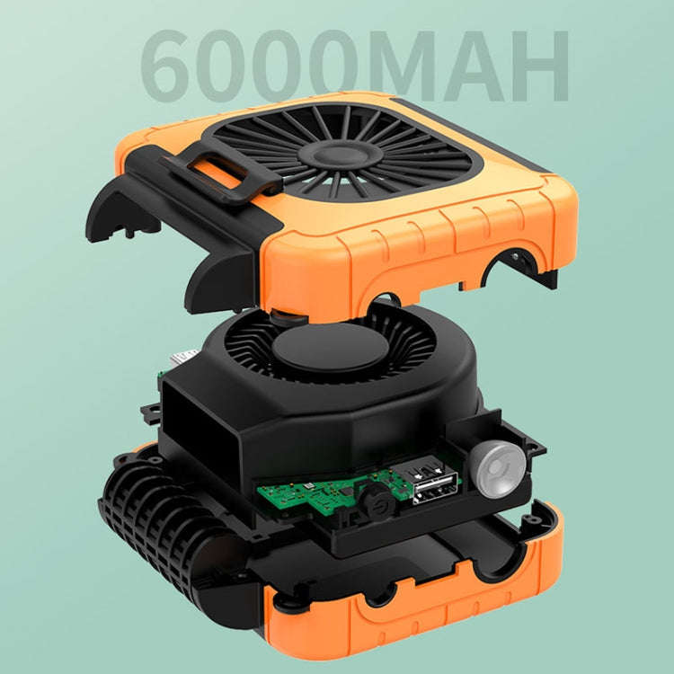Outdoor Waist-Mounted Lighting Fan Multifunctional Bracket Hanging Neck Fan(Orange)