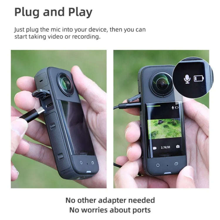 For Insta360 ONE X2/X3/1 inch 360 Edition Sunnylife MC490 Collar Microphone Motion Camera Recordi...