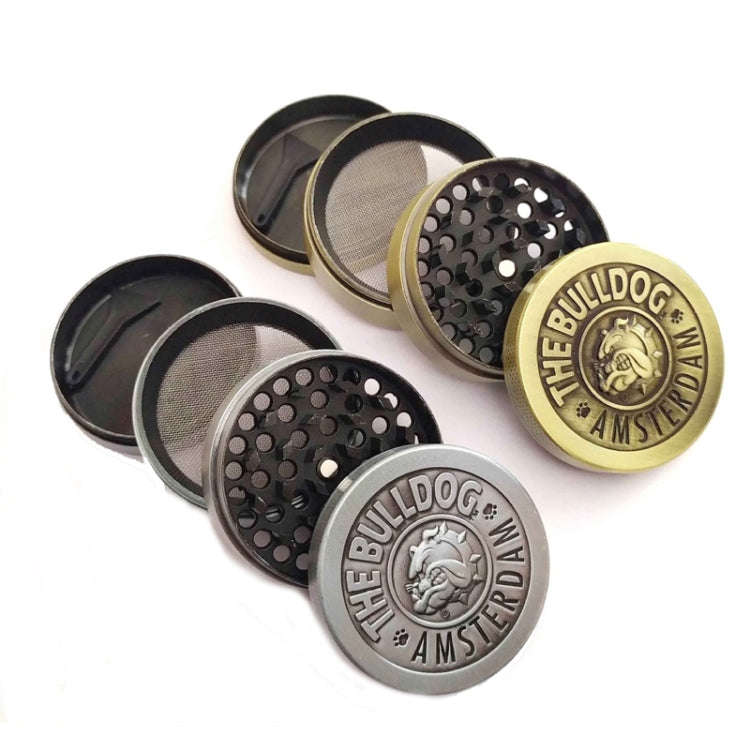 50mm  Bulldog Grinder Tobacco Herb Zinc Alloy Grinders, Spec: 4 -layer Ancient Silver