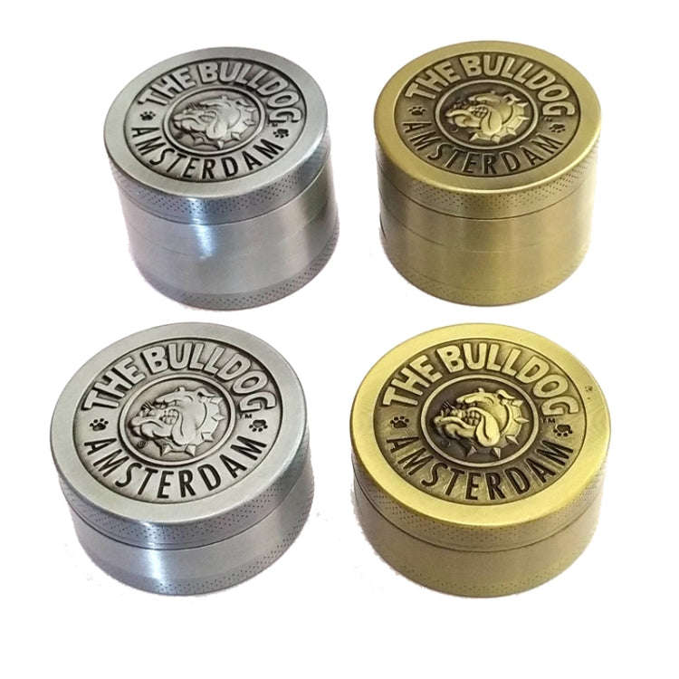 50mm  Bulldog Grinder Tobacco Herb Zinc Alloy Grinders, Spec: 4 -layer Ancient Silver