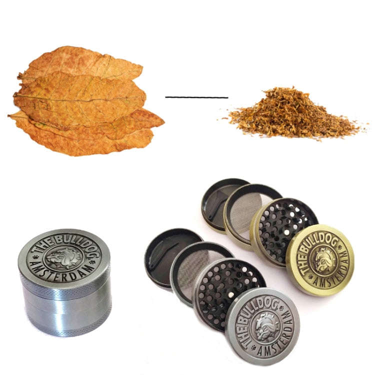 50mm  Bulldog Grinder Tobacco Herb Zinc Alloy Grinders, Spec: 4 -layer Ancient Silver