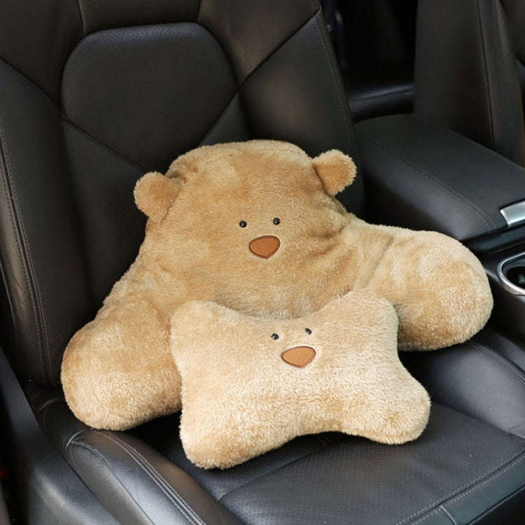 Car Cartoon Bear Plush Seat Upholstery Pillow, Color: Lumbar Pillow Brown