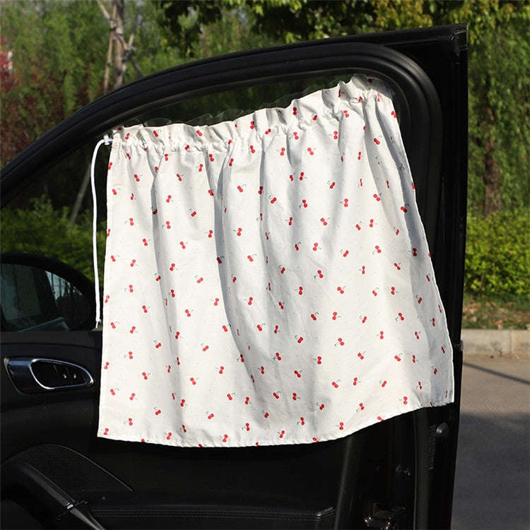 Car Heat Insulation Blackout Cartoon Cotton Sunshade(Cherry)