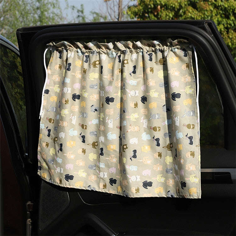 Car Heat Insulation Blackout Cartoon Cotton Sunshade(Long Ears Rabbit)