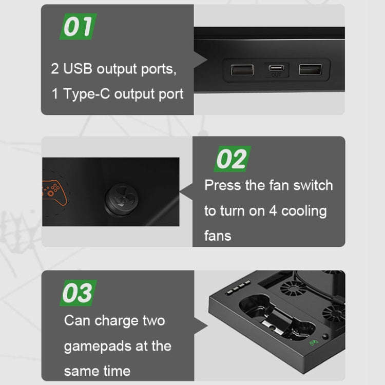 Iplay HBX-274 for Xbox Series X Host Multifunctional Heat Dissipation Base with Gamepad Double Ch...