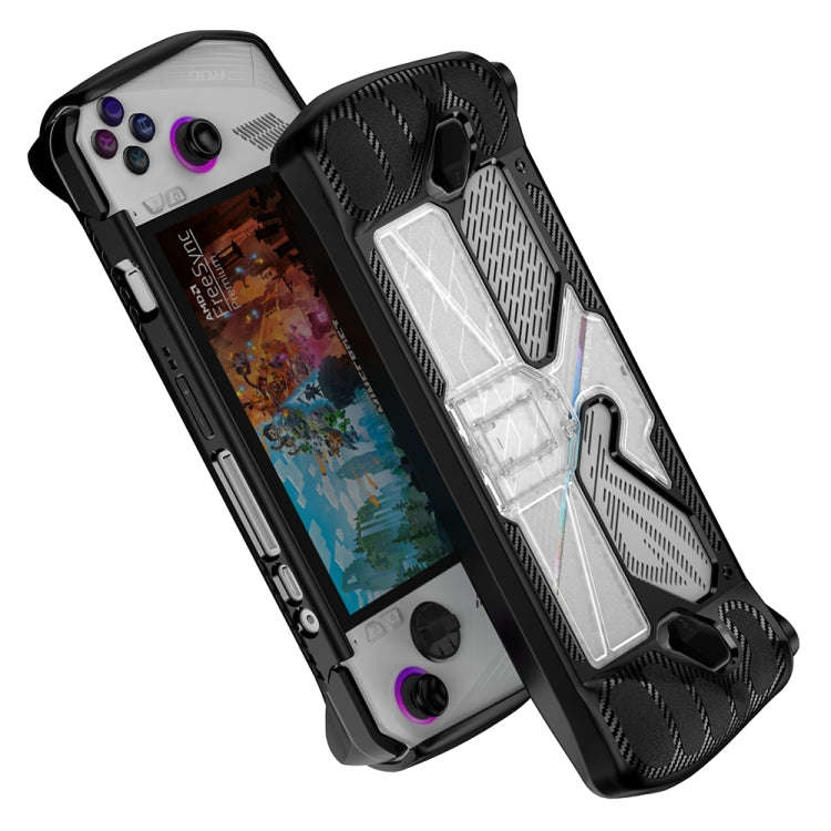 For ASUS Rog Ally Game Console PC+TPU Protective Case Cover With Bracket(Black+Transparent)