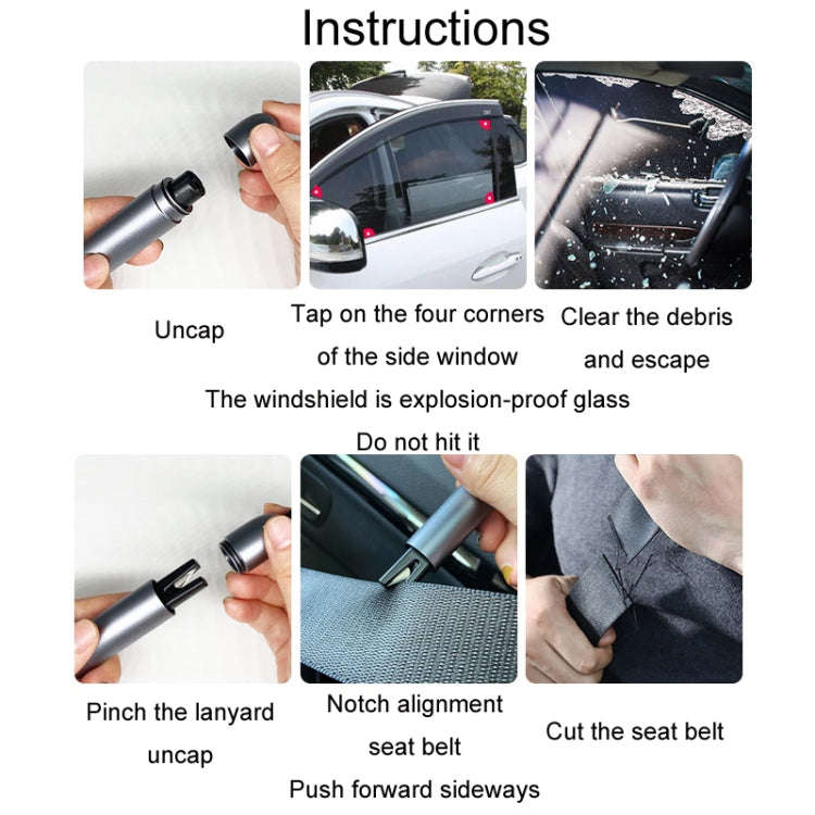 Vehicle-Mounted Multifunctional Broken Window Escape Safety Hammer(Black)