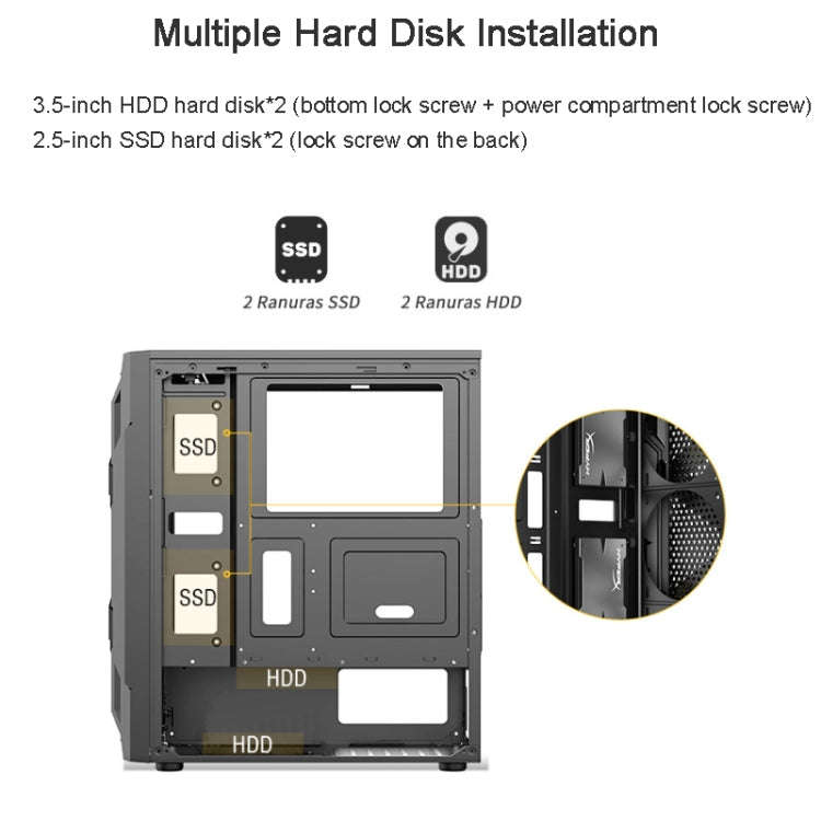 EVESKY Acrylic Side Transparent ATX Computer Case With 6 Fans Position And USB 3.0 Interface, Col...