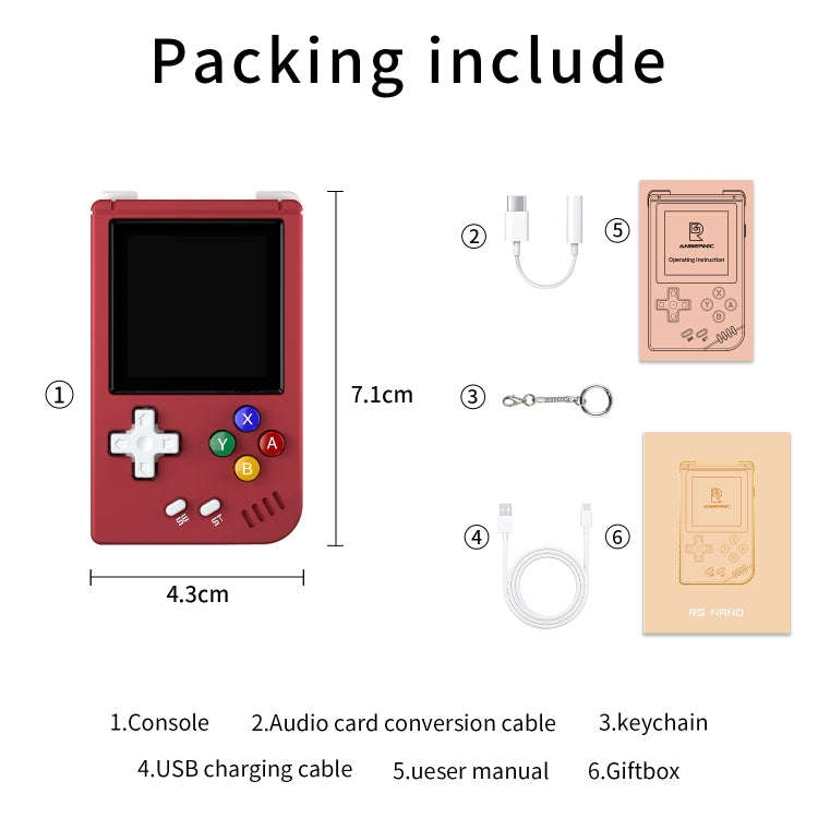 ANBERNIC RG Nano  1.54-Inch IPS Linux System Classic Pocket Retro Game Console 32G 3000 Games(Blue)