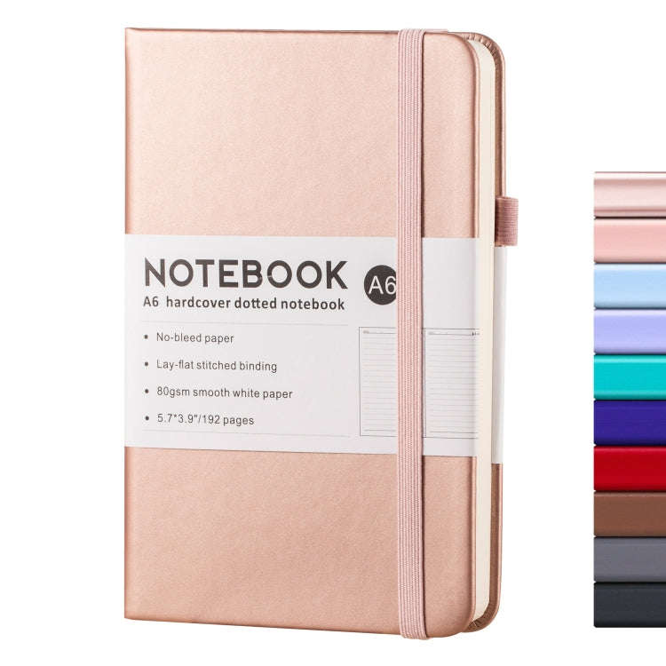 A6 PU Leather Notebook Business Notepad 96 Sheets Inner Pages(Rose Gold)