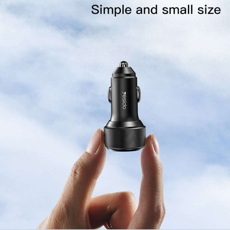 Yesido Y48  60W Car Fast Charger Aluminum Aluminum Double Type-C/USB-C Port Car Charger(Black)