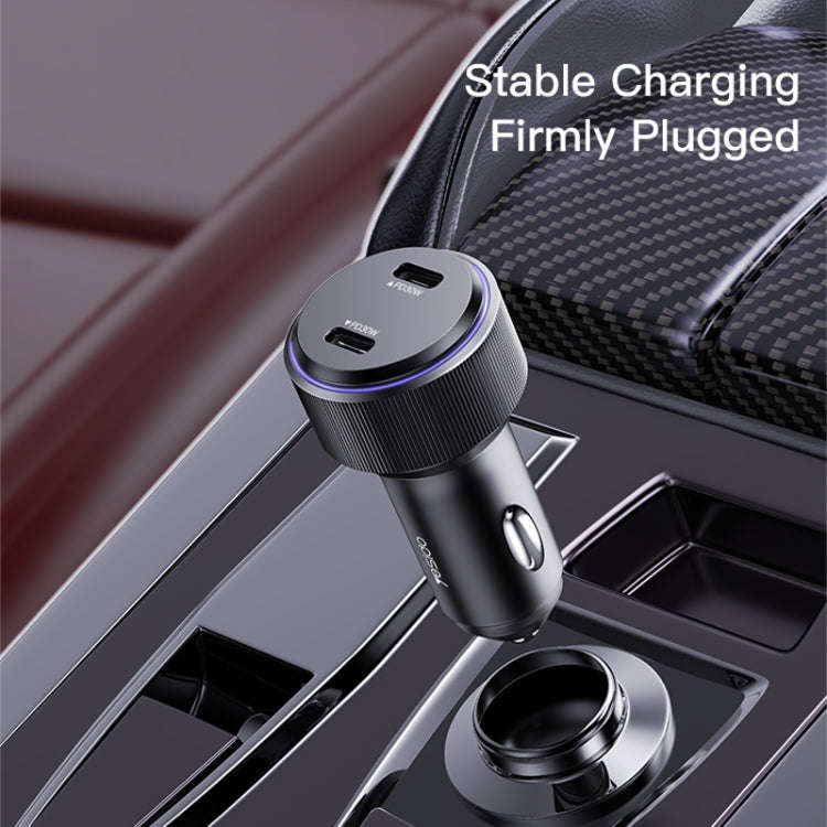 Yesido Y48  60W Car Fast Charger Aluminum Aluminum Double Type-C/USB-C Port Car Charger(Black)