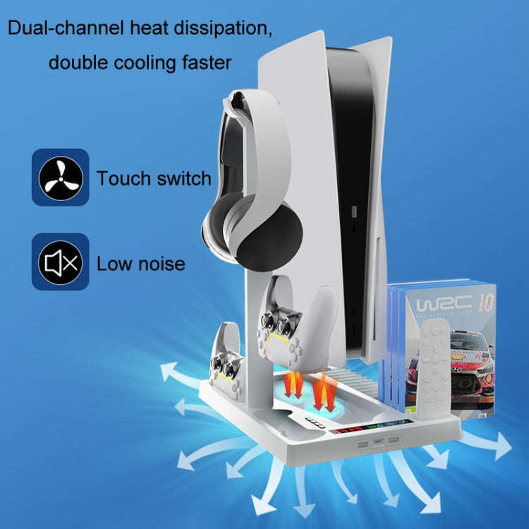iplay for PS5 Host Cooling Handle Charging Base with Disc Storage Rack(White)