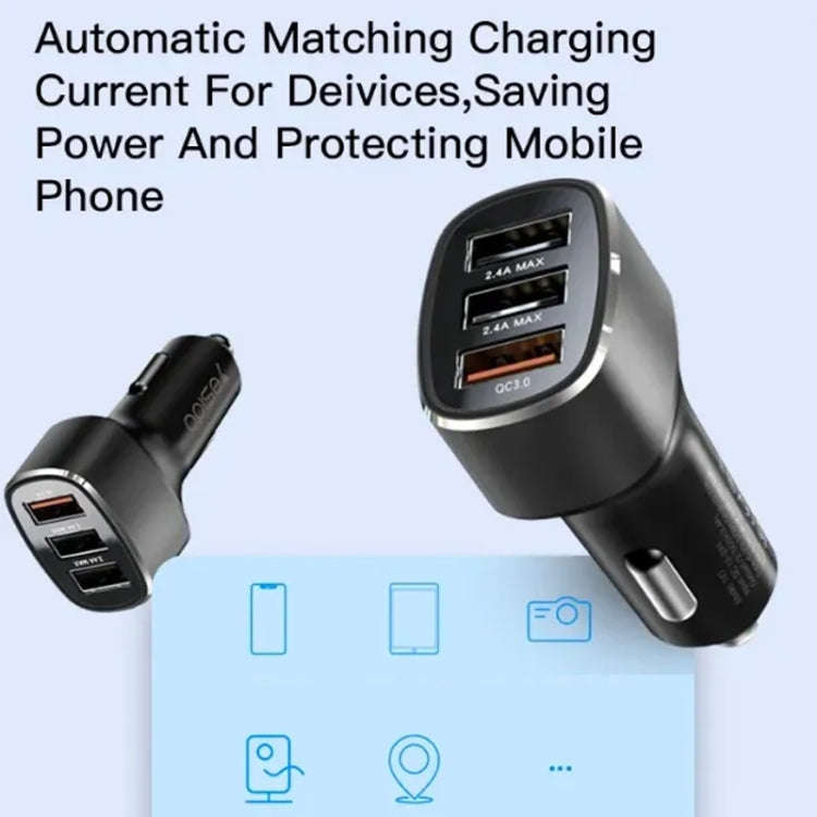Yesido Y46 42W 3 USB Port Car Fast Charger(Black)