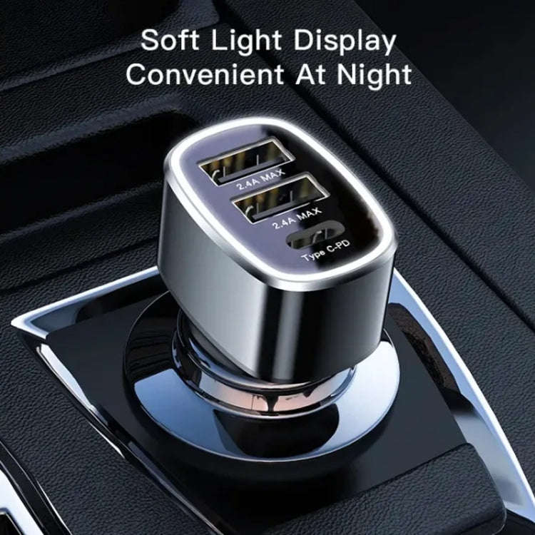 Yesido Y47 49W Double USB+Type-C/USB-C Port Car Fast Charger(Black)