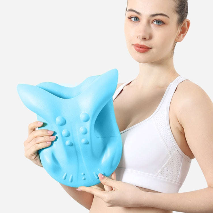 Neck Massager Cervical Spondylosis Correction Pillow, Color: 877 Cow Horns Blue