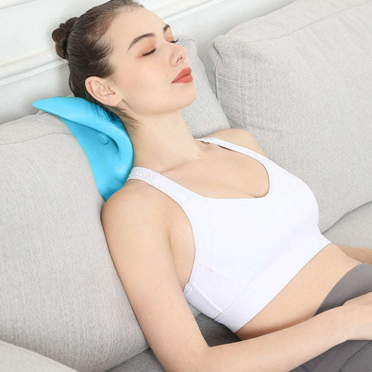 Neck Massager Cervical Spondylosis Correction Pillow, Color: 877 Cow Horns Blue
