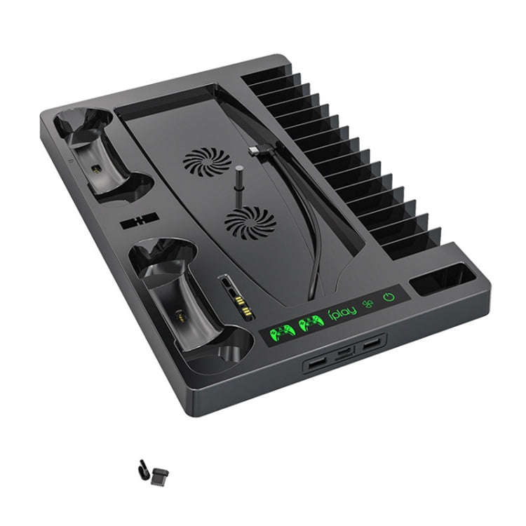 iplay for PS5 Game Console Cooling Fan Base Charging Stand with Disc Holder(Black)