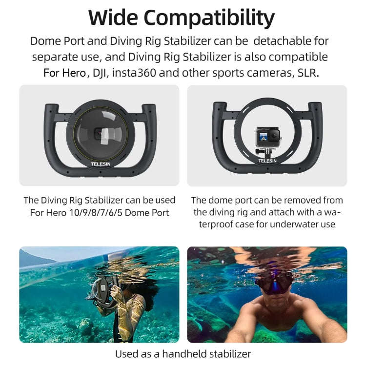 TELESIN  30M Waterproof Handheld Stabilizer Housing Case With Cold Shoe 1/4 Thread